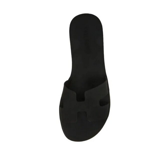 - Steve Madden Hadyn-J Black Leather Slip On Open Rounded Toe Fashion Flat… - Picture 3 of 7